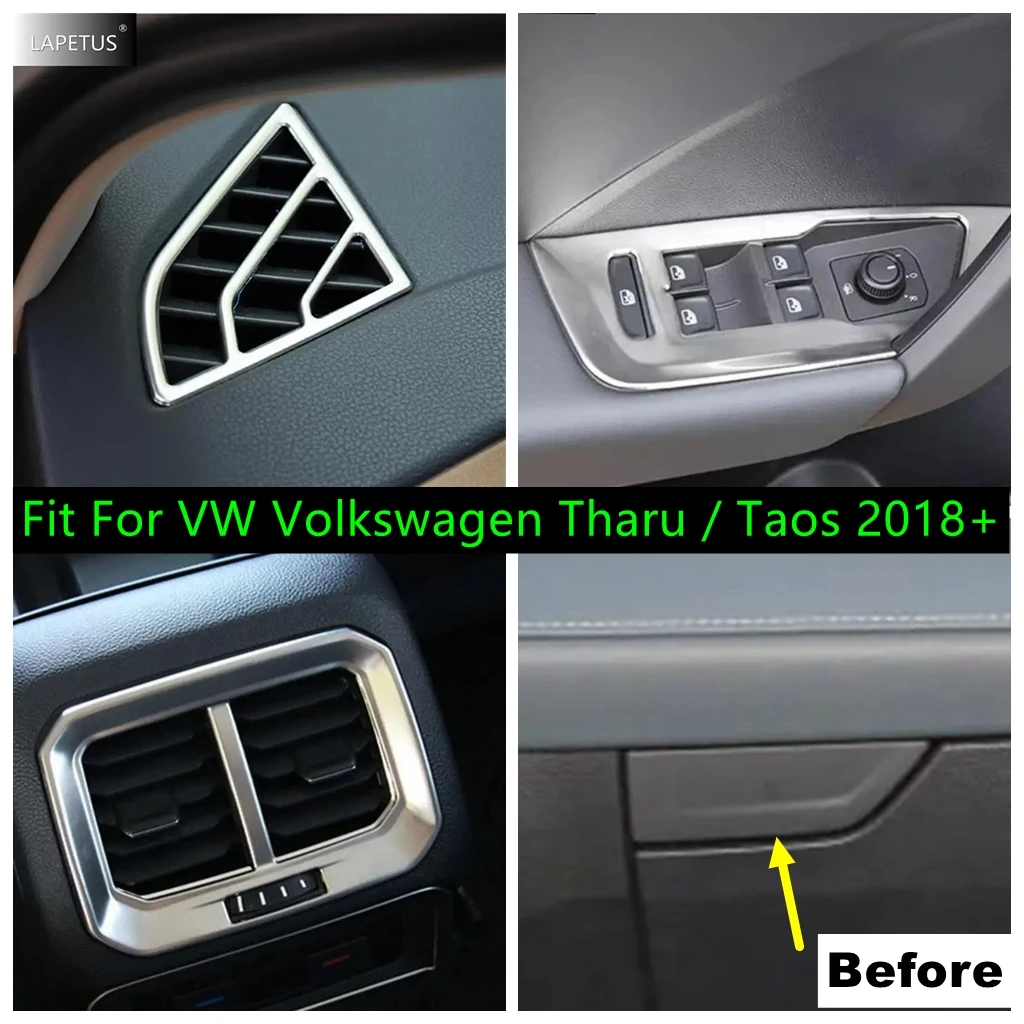 

Silver Auto Air AC Vents / Window Lift / Glove Box Panel Decor Accessories Cover Trim For VW Volkswagen Tharu / Taos 2018 - 2023