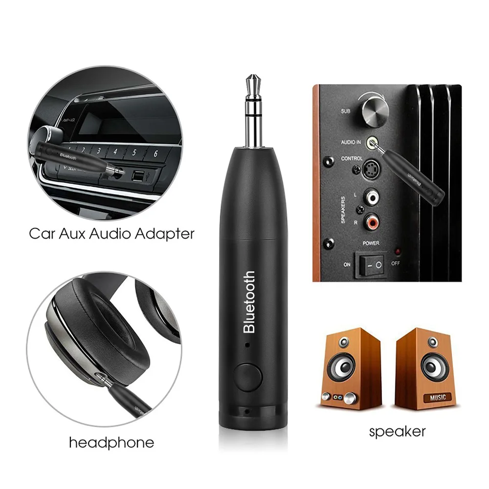 Wireless Music Audio Adapter Bluetooth 5.0 Receiver 3.5mm AUX Audio Receptor for Headphones Car Stereo MP3 Player Computer