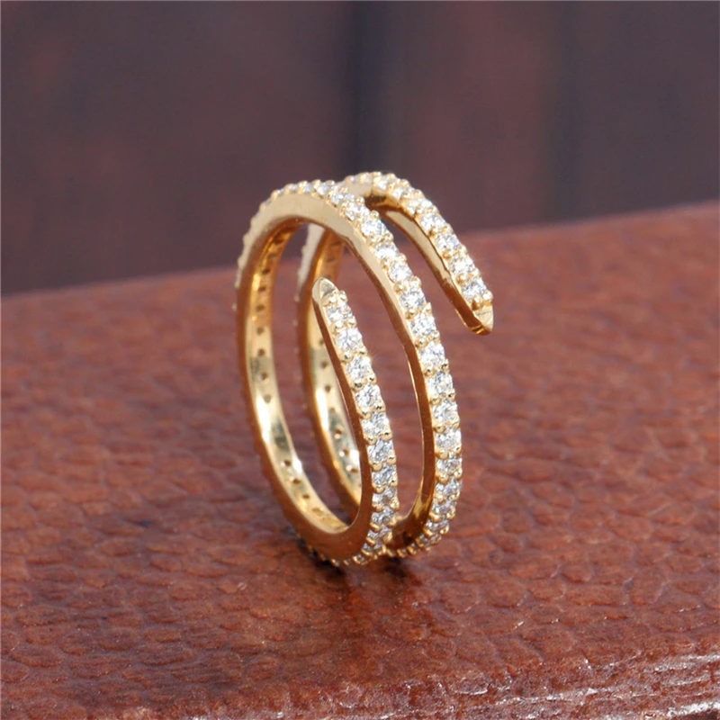 18K Yellow Solid Gold Spiral Full Band Ring Round Cut Lab Diamond Anniversary Ring Band Real Gold Women Ring Match Ring HPHT CVD