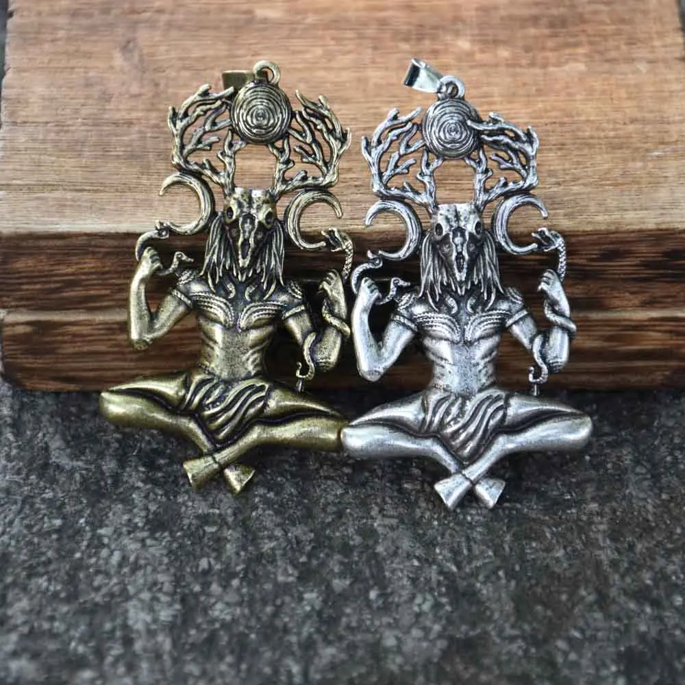 Mythology Cernunnos Horned God Pendant Master Of Animals Vintage Necklace Pagan Talisman Amulet Samhain Jewelry Gifts