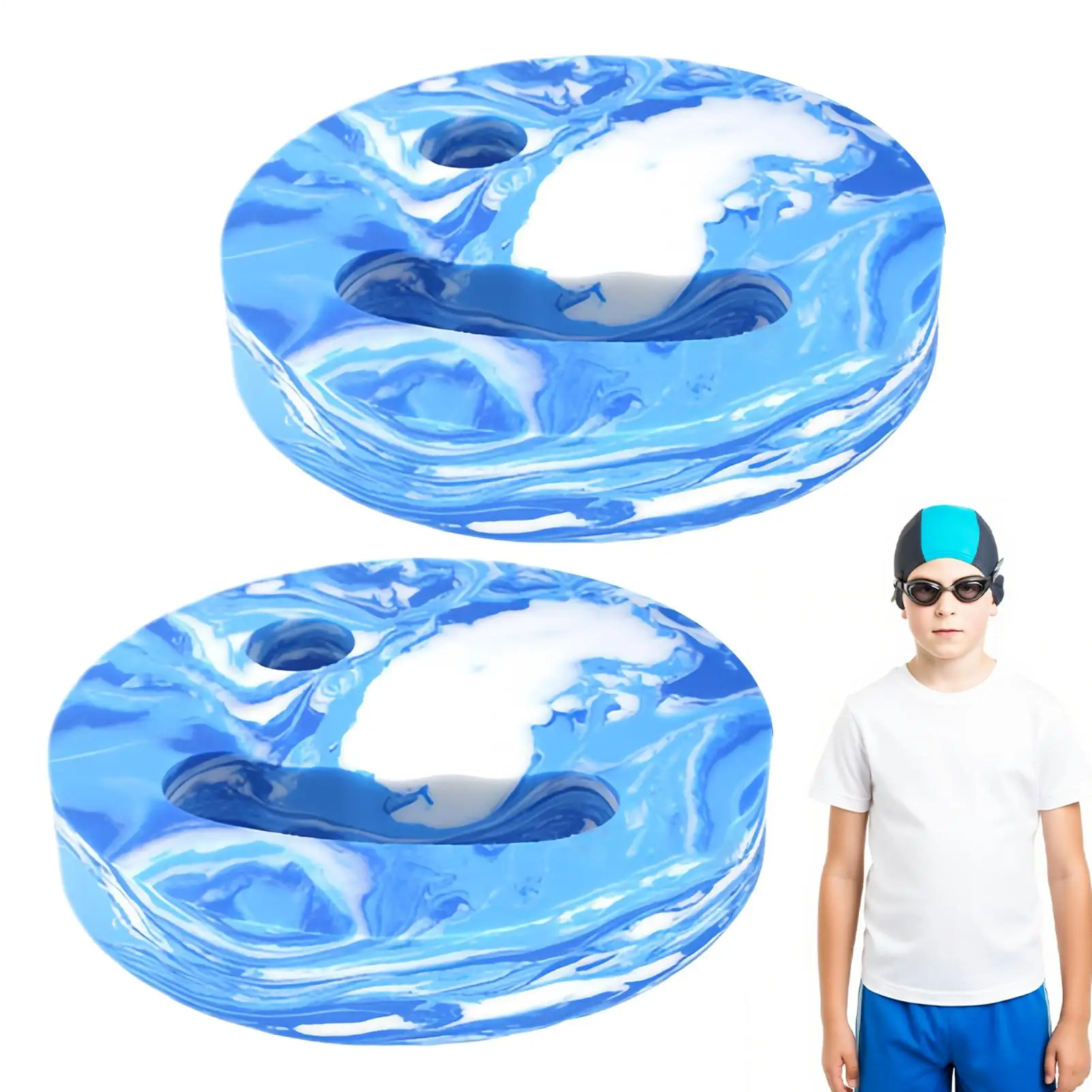 Flotadores de piscina, discos de entrenamiento acuático, equipo de Fitness flotante acuático con agujeros para pasamanos, accesorios de piscina para principiantes, niños y adolescentes