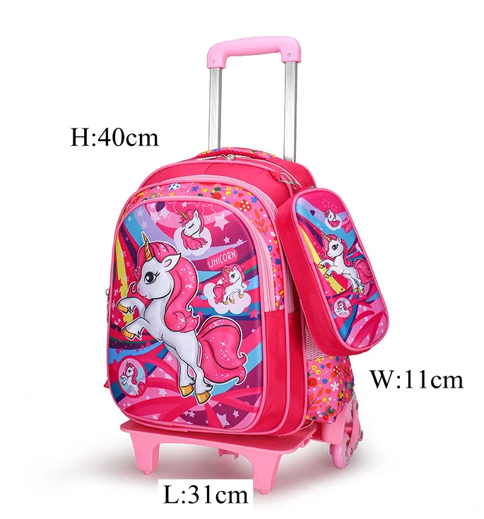 School Wheeled backpack Lunch bag set Unicorn School Rolling Backpack for girls School trolley backpack school bag with wheels