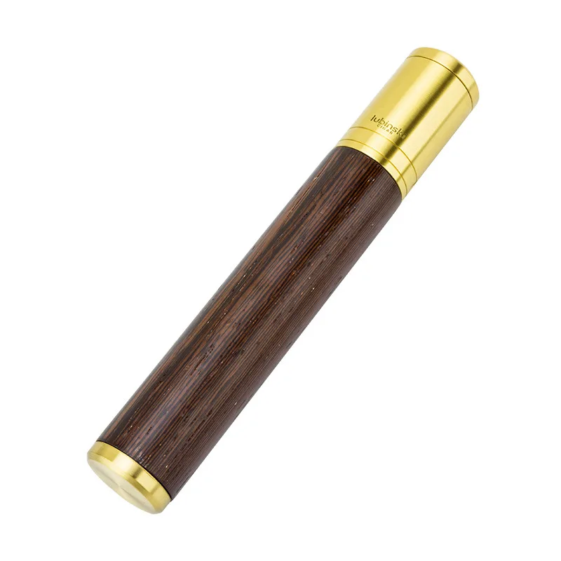 LUBINSKI Cigar Travel Tube Moisturizer Tube Zinc Alloy Vintage Wood Portable Single Cigar Tube