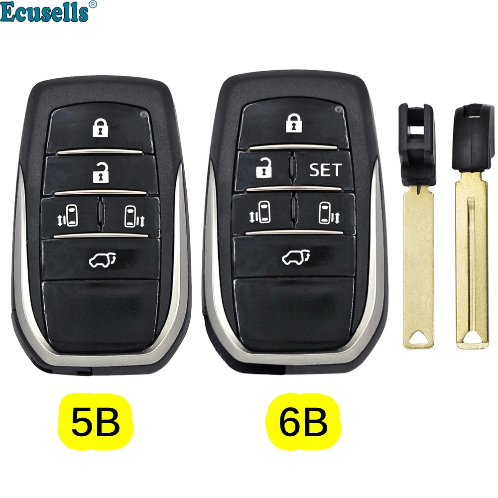 5/6 Buttons Smart Key Remote Control Fob Case Key Shell for TOYOTA  Alphard Vellfire with TOY12 Small Key