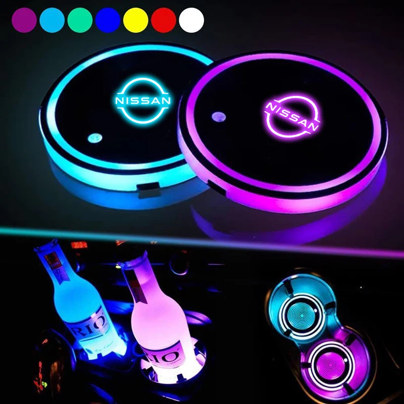 

For Nissan Nismo Qashqai Juke X-Trail Patrol Note Leaf Altima Maxima Micra Car LED Water Cup Mat Drink Holder Murano Rogue Tean