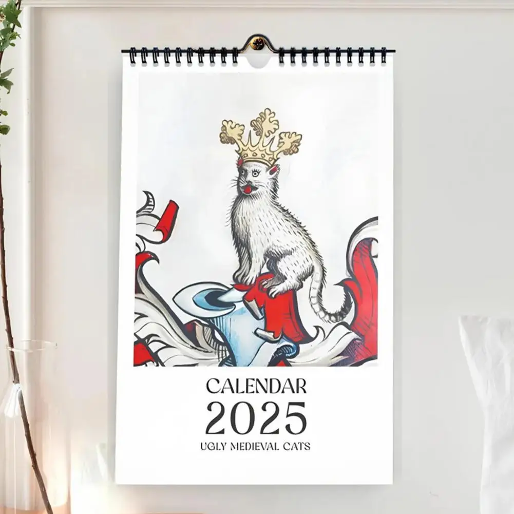 Eigenzinnige kat illustraties kalender kat kalender 2025 2025 katten kalender Renaissance katten muur organisator voor familie kantoor