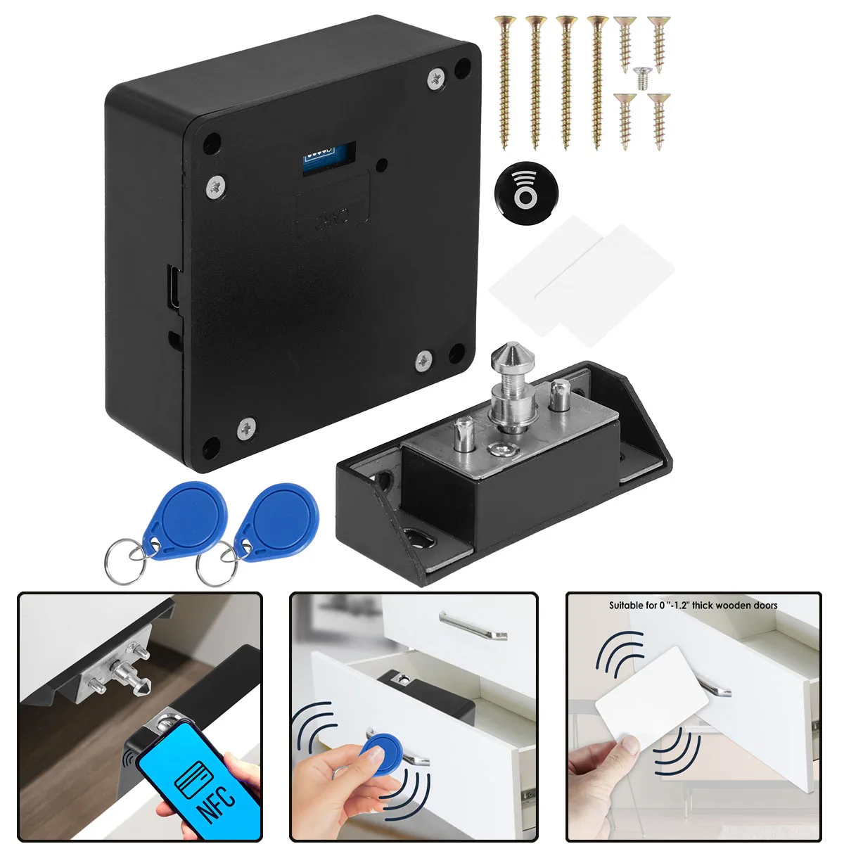 Rfid Hidden Cabinet Lock Invisible Drawer Electronic Lock Programmable Rfid Security File Drawers Lock