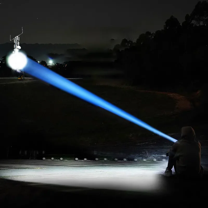 900000000LM Super Bright Flashlight Rechargeable LED Tactical Torch Ultra Bright Long Range 8000M Lantern Outdoor Lights