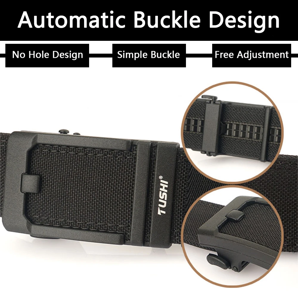 TUSHI Military New Belt For Men Sturdy Nylon Metal Automatic Buckle Police Duty Belt Tactical Outdoor Girdle IPSC Accessories