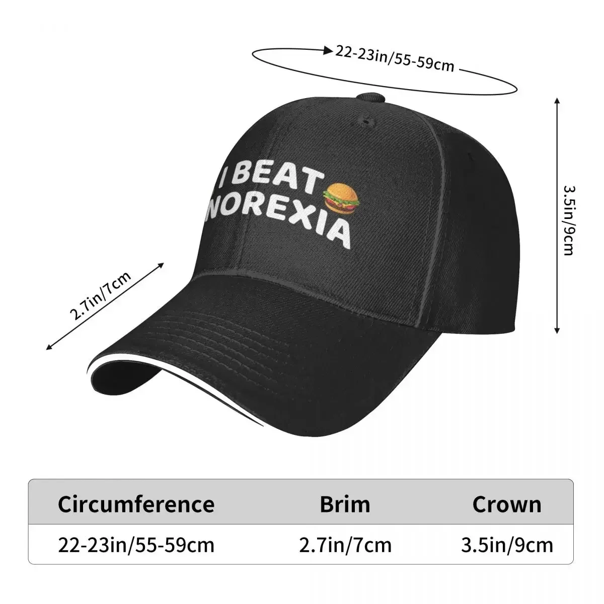 قبعات البيسبول الممتعة I Beat Anorexia قبعات Casquette للجنسين