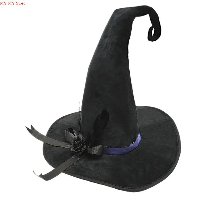 

N1HE Theme Party Witch Hat For Cosplay Comfortable Nonwoven Fabric Halloween Costume Accessory Easy Carry Storage Solution