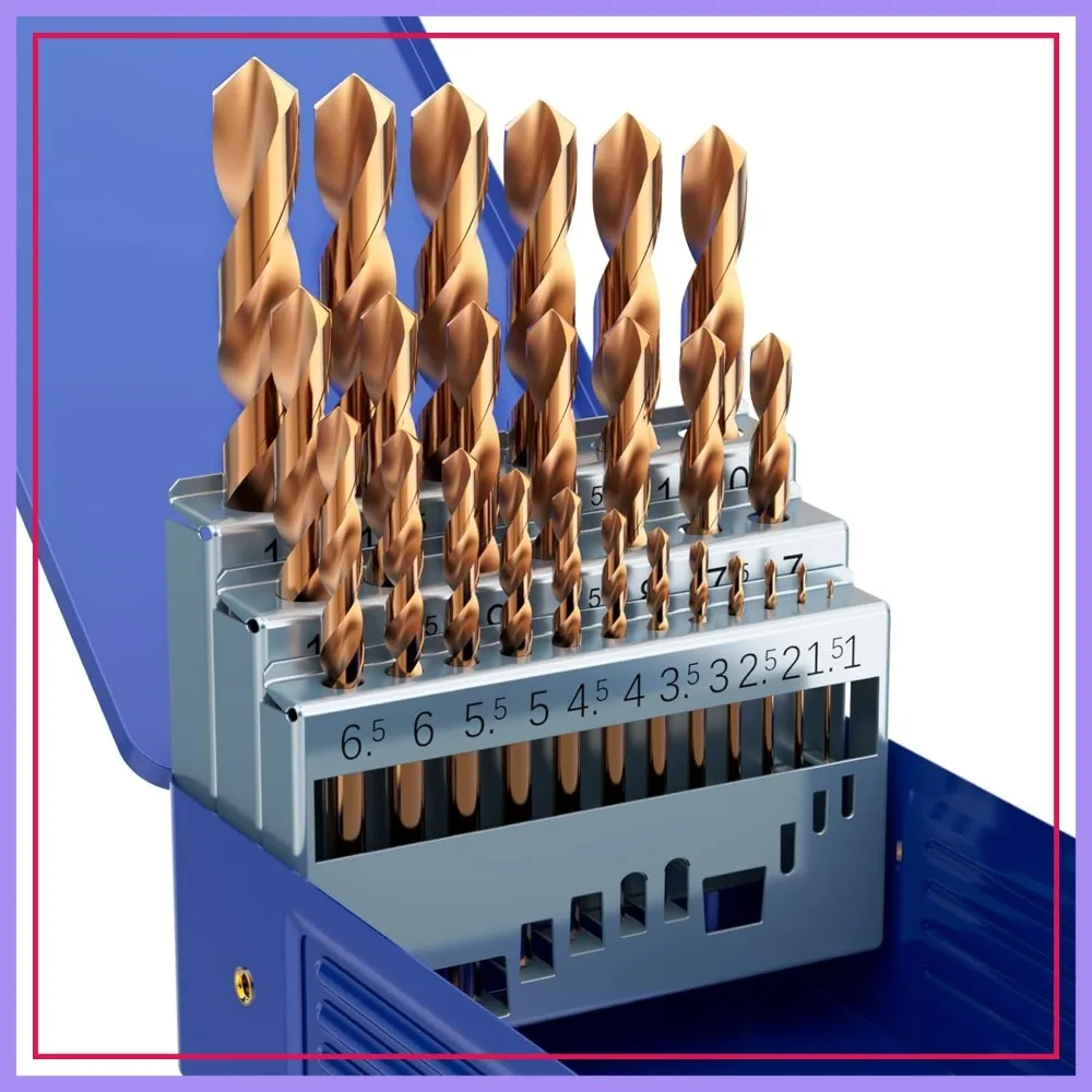 

25 Pcs M35 Cobalt Drill Bit Set, 1mm-13mm Metric HSS Jobber Bits for Metal, Stainless Steel, Cast Iron, Wood, Plastic