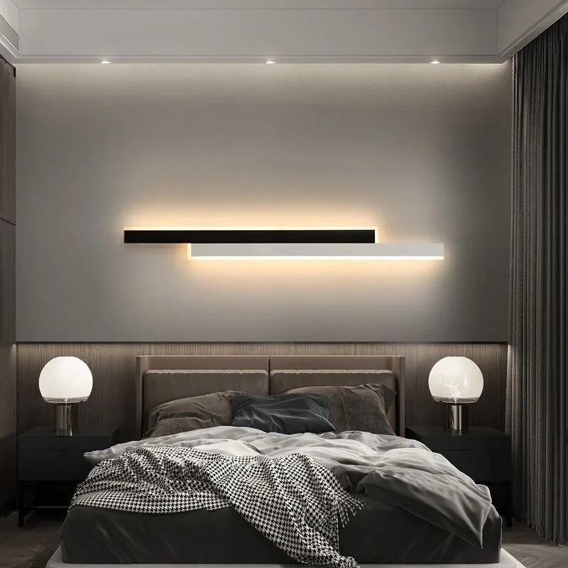 LED Wall Lamp For Stairs Background Modern Living Room Sofa Bedroom Bedside Bar Long Sconce Corridor Aisle Home Black Chandelier