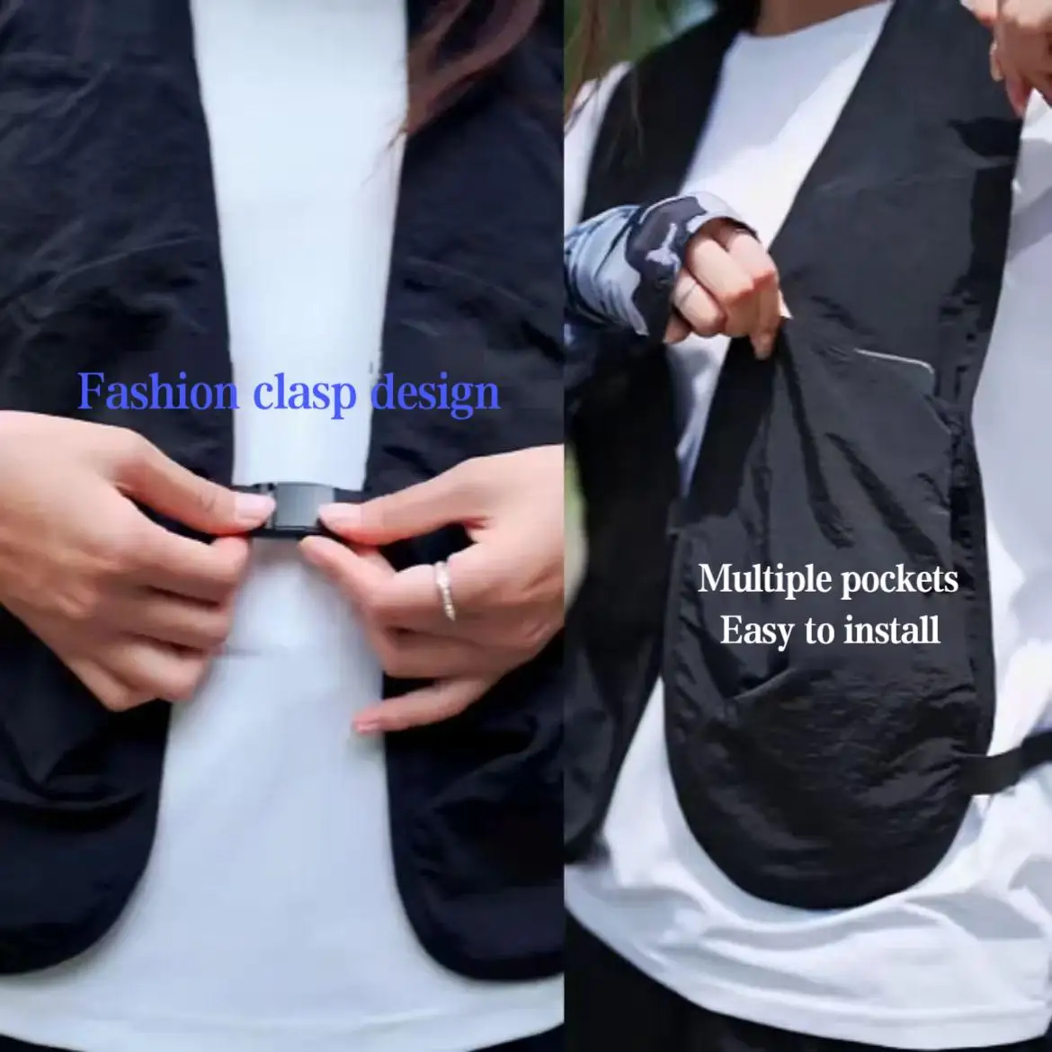 Superleichte Weste mit Taschen für Damen und Herren, Street-Style Brusttasche für Angeln, Wandern, Fotografie, Outdoor-Reisen – Detail 8