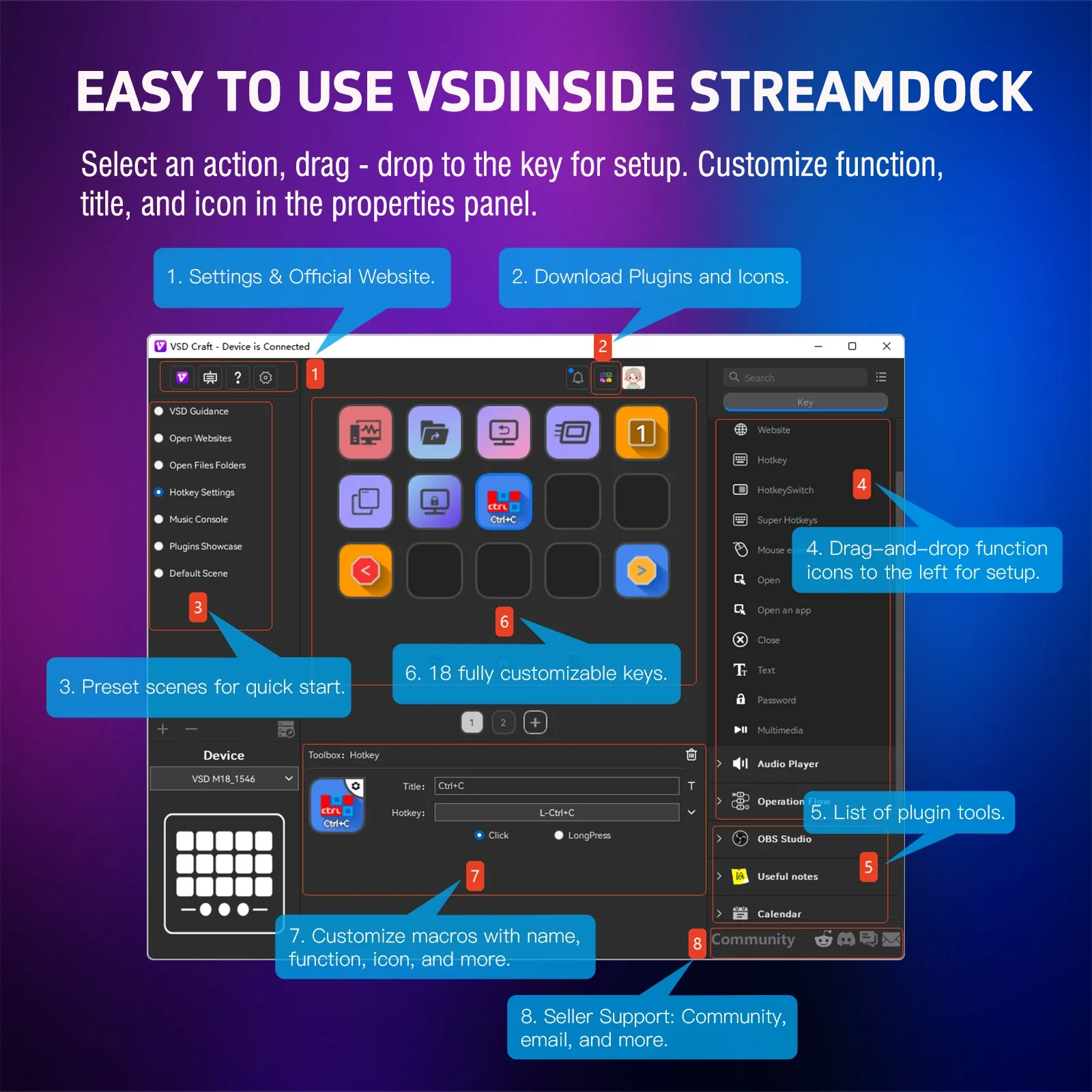 Baru Mirabox Mbox M18 V3 Streamdeck Visual Keyboard Cepat OBS Live Streaming Konsol Keypad Dinamika Menyesuaikan Aksesori Pc