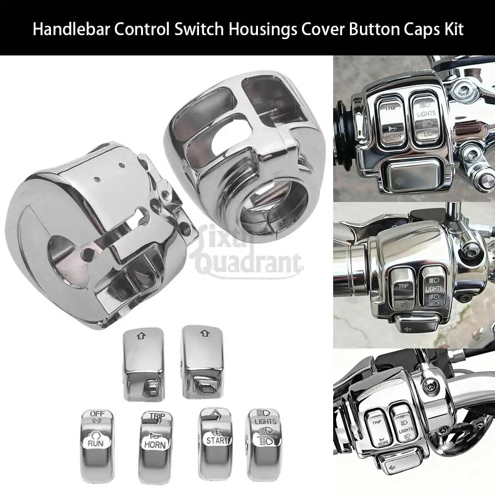 

1 пара корпусов переключателя управления на руле, колпачки для кнопок, хромированный комплект для мотоцикла Harley Sportster Forty-Eight XL1200X 2014-22