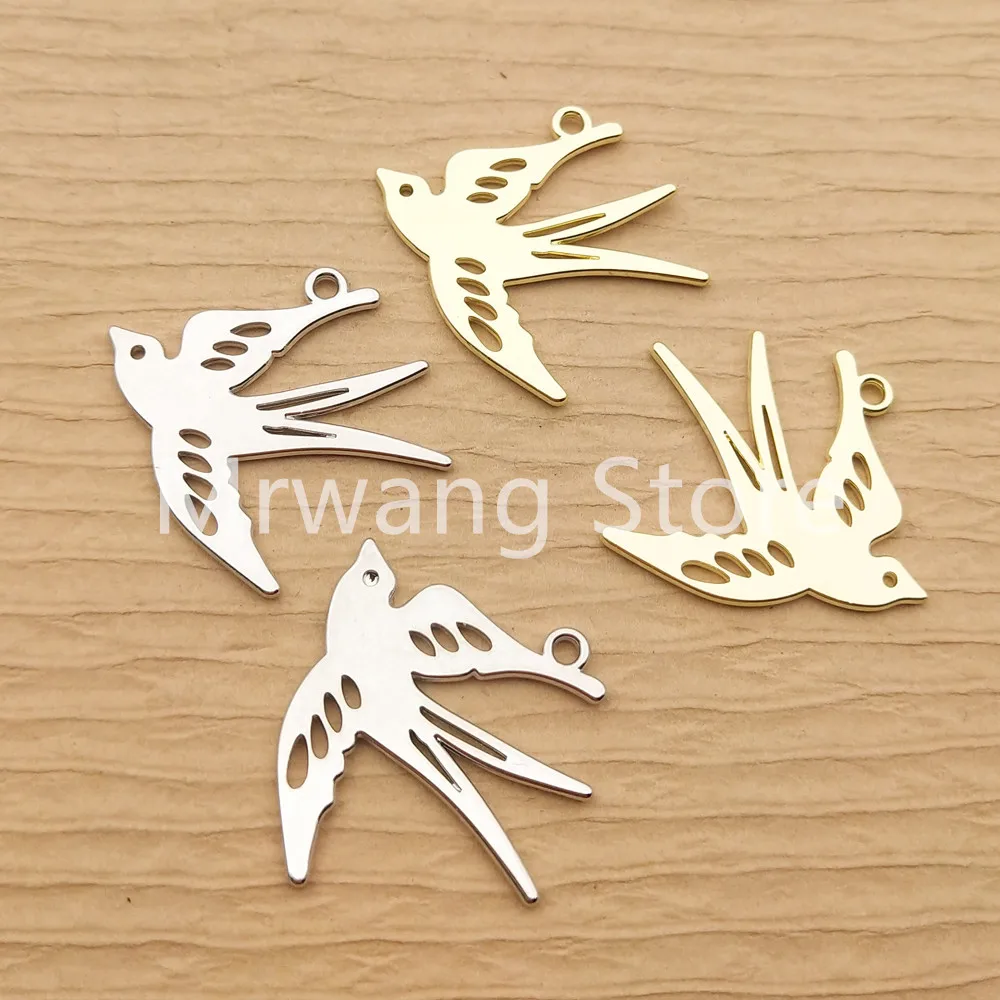 10pcs Bird Charm for Jewelry Making Necklace Pendant Diy Craft Supplies Metal Materials Earring Keychain Bracelet Accessories