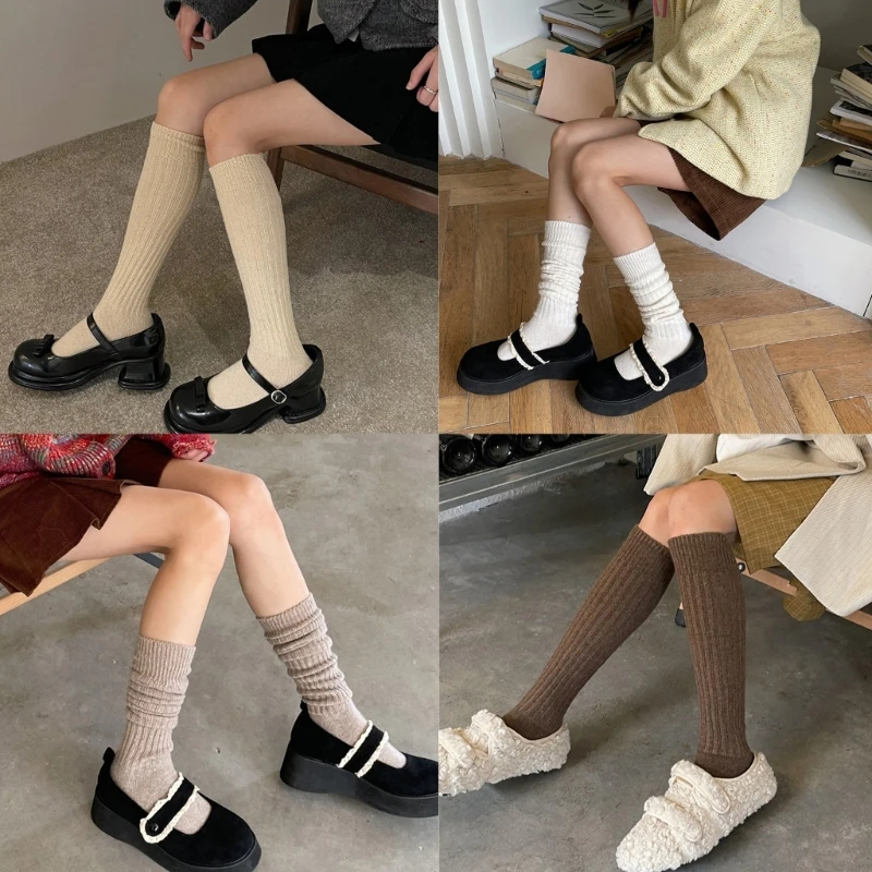 1 Pair Knee Length Stockings Princess Dress Socks Ruffle Calf Tube Frilly Socks