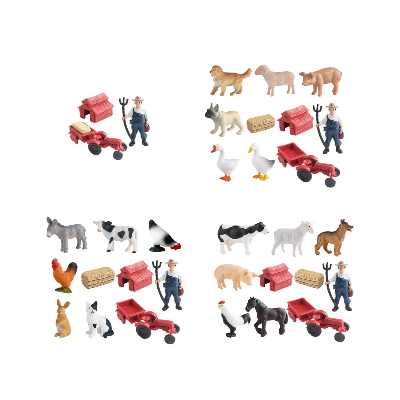 Mini Barn Farm Toys Playset Farm Cake Toppers Farm Animals Figurines Set for 3-12 Years Old Children Boys Girls Birthday Gift