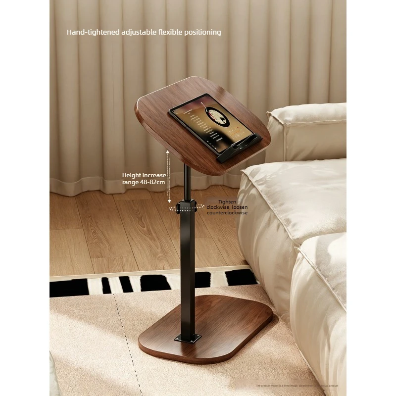 Height-Adjustable Mobile Tilting Desk, Space-Saving Versatile Side Table with Casters for Bedroom, Living Room, Couch, White