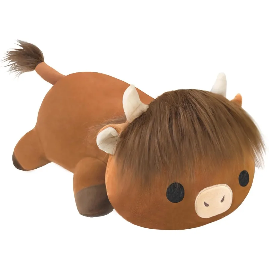 

Weighted Highland Cow Plush Stuffed Animal Soft 23.6 Inch Cute Cow Pillow Toy for Adults 3.1 Lbs Grey White Color Stress Relief