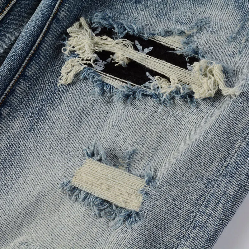 

fashion new jeans light blueY2K jeans washed nostalgic stretch slim fit men's jeans designer high street hip-hop brand pants ho