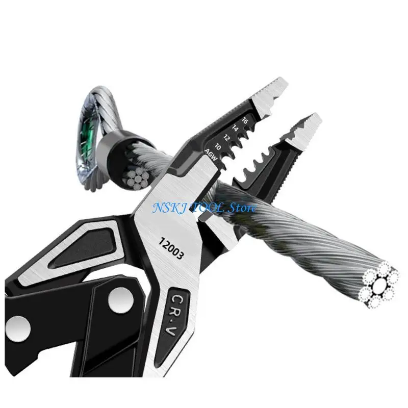 L8RC 인체 공학적 9 인치 케이블 커터 및 기술자를위한 와이어 핸들링 도구 전기 유지 보수를위한 다기능 플라이어