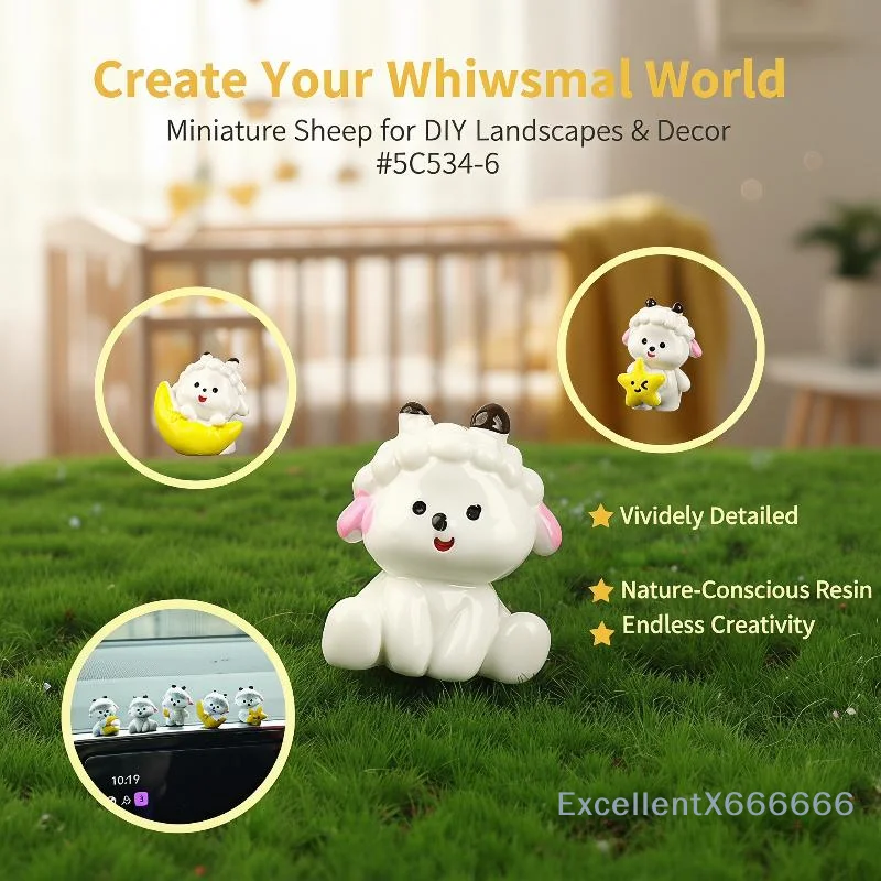 5Pcs Cute Mini Resin Sheep Figurines Adorable Cartoon Design Vivid Colors For Micro Landscape Home Decor