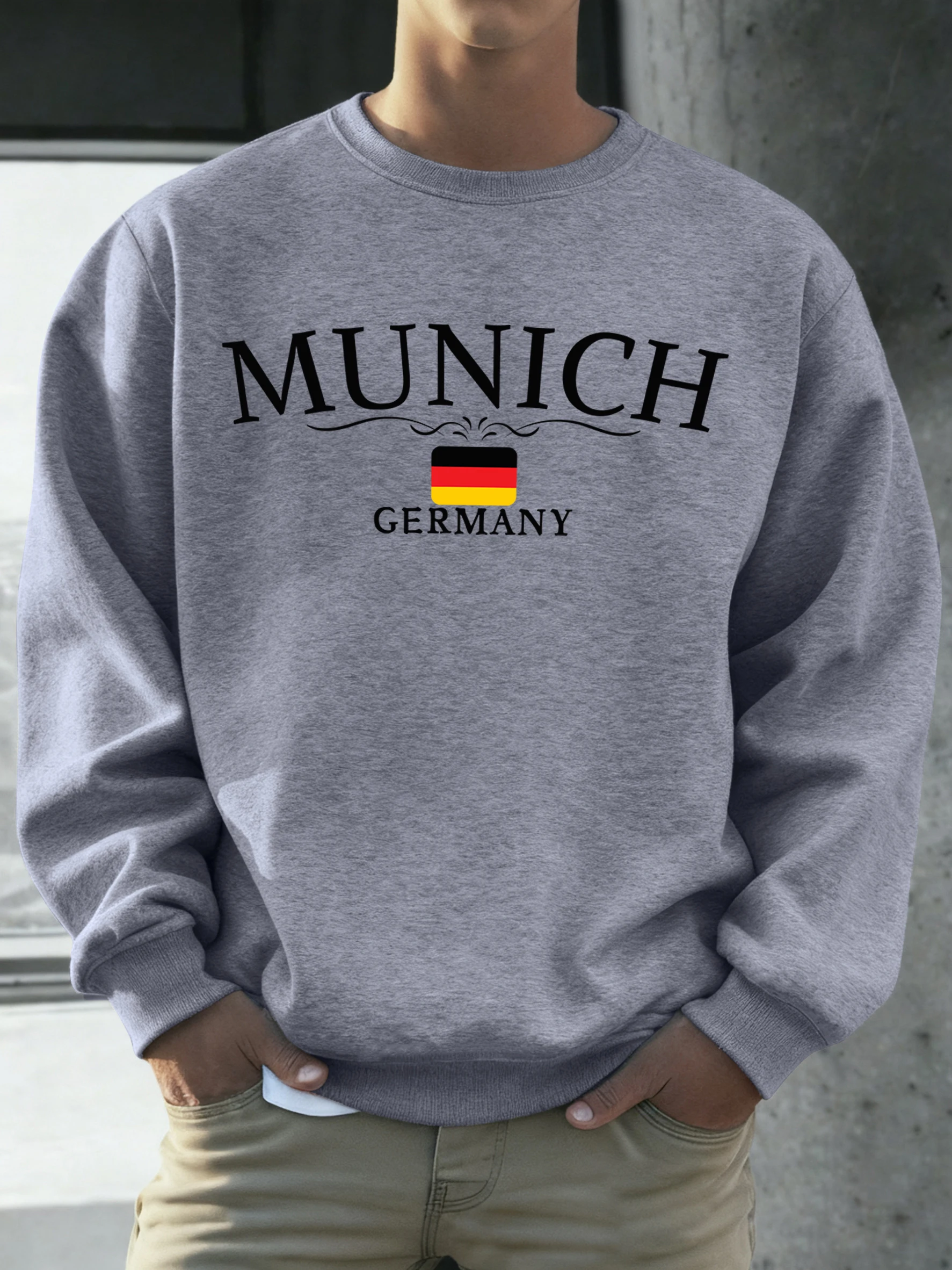 ميونيخ ألمانيا العلم طباعة البلوز للرجال بلوفرات الصوف عادية الهيب هوب س الرقبة طويلة الأكمام الخريف الملابس الدافئة فضفاضة #1