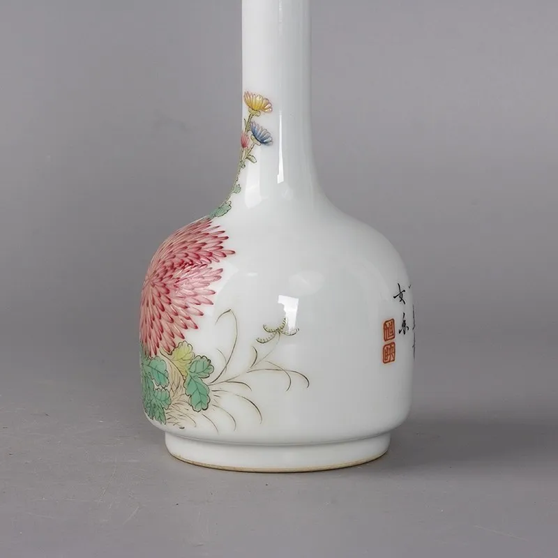 6.10 inch Chinese Jingdezhen Famille Rose Porcelain Chrysanthemum Pattern Vase