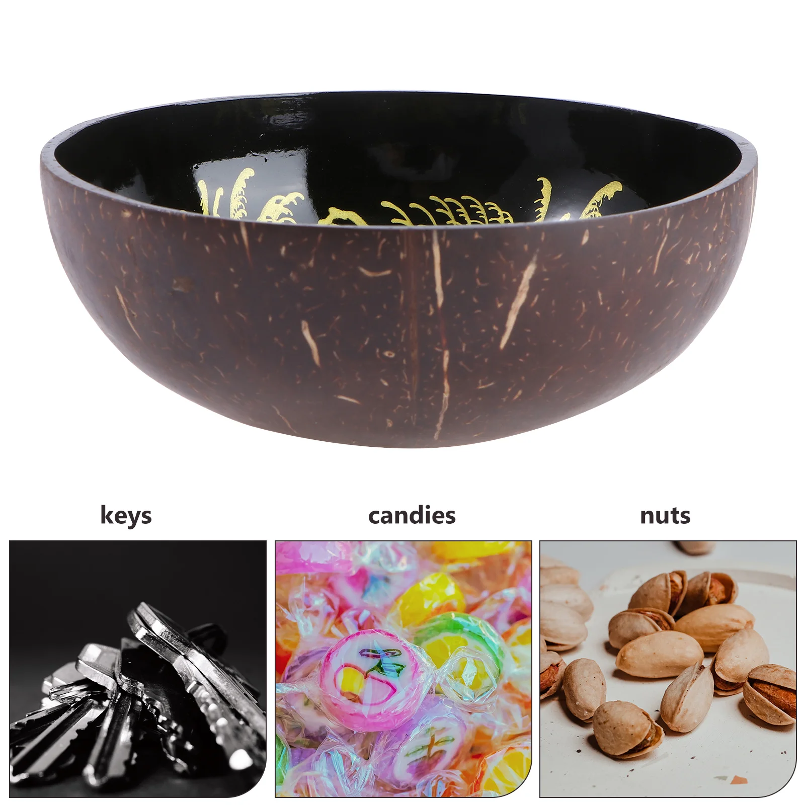 

Coconut Shell Bowl Bowls Candy Container Decorative for Food Dispenser Nuts Holder