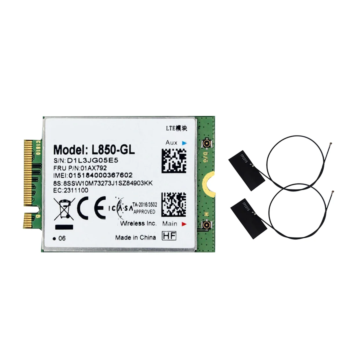 L850 WiFi Card+2XAntenna 01AX792 NGFF M.2 Module for