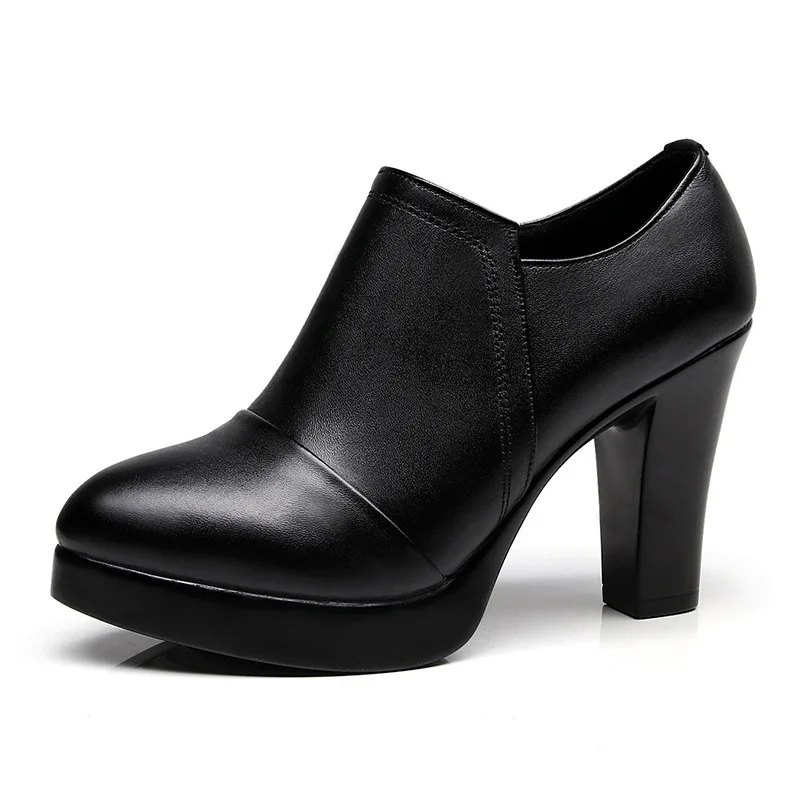 high quality leather shoe for women 5cm 8.8cm 11cm high heel platform point toe 32 33 elegant fashion autumn winter shoe black