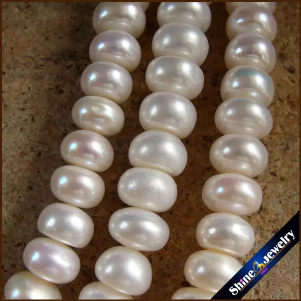 Special offer 9x6 mm Button Big Natural Pearl Necklace White Freshwater Pearl Beads Necklace Mother\'s Gift Wedding Jewelry 16.5\