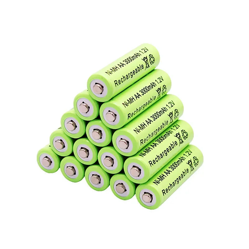 1.2V AA 3000mAh NiMH 1.2V rechargeable battery, green battery can be used for calculators, small toys, flashlights, etc