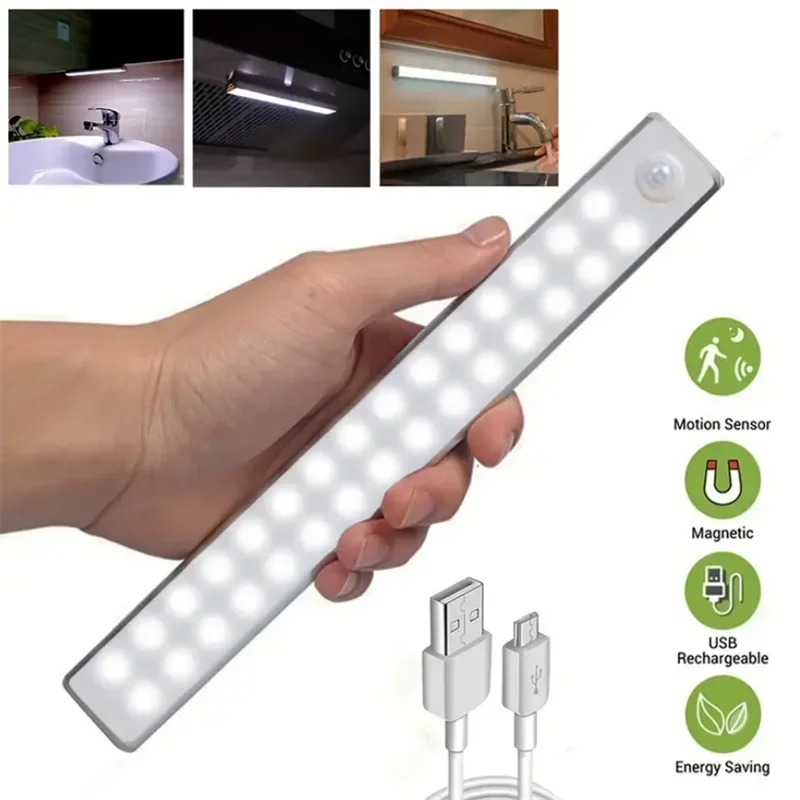 1PCS Human Ultra-thin Sensing Intelligent USB Charging Sensing Light Strip Display Cabinet Kitchen Wardrobe Dimming Light Luces