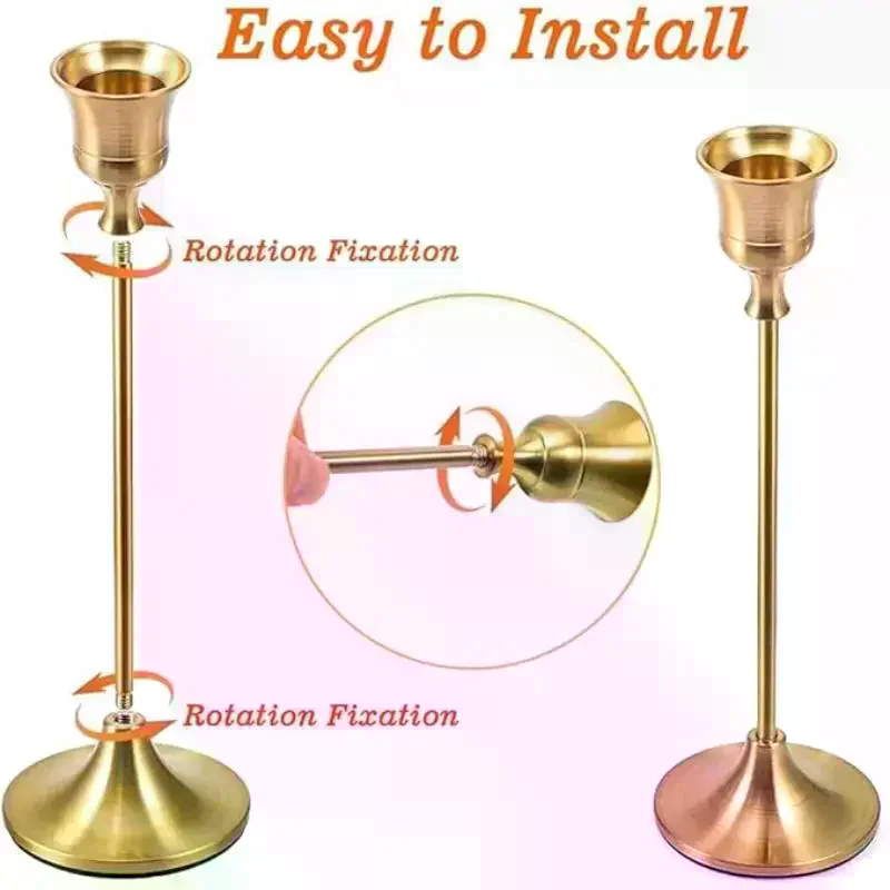 Metal Candle Holder Simple Candlestick For Wedding Party Candlelight Dinner 3PCS
