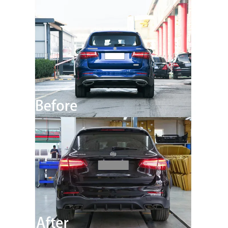 Clrak AutomobileBodykit for Mercedes BENZ GLC X253 2016-2019 Upgrade to GLC63 2016-2019 Front and Rear Bumper Assy Rear Diffuser - Image 6