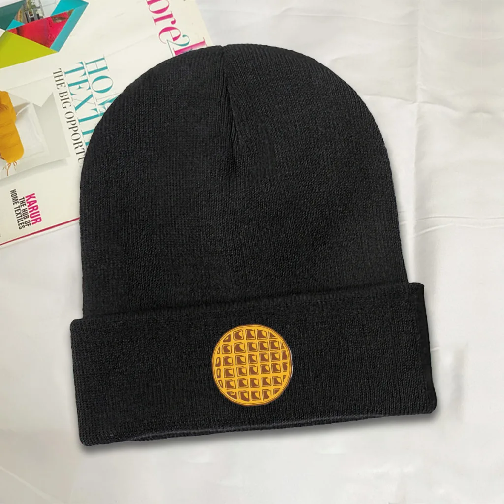 Eggo Waffles Knitted Caps Women's Men's Beanies Autumn Winter Hat Polyester  Crochet Cap