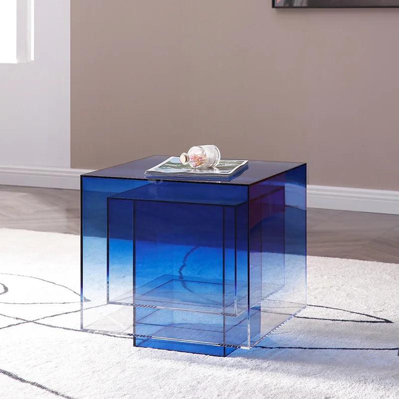 e gradual change square acrylic coffee table modern model room living room sofa transparent corner few bedside table