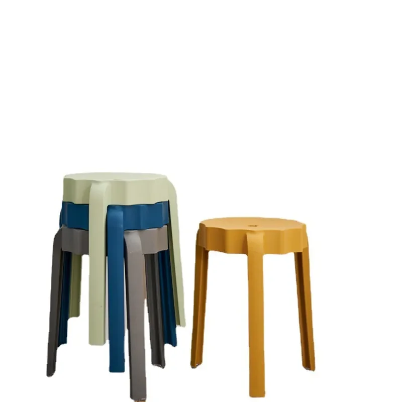 Household Internet celebrity adult plastic stool thickened commercial stackable shoe stool simple round dining stool