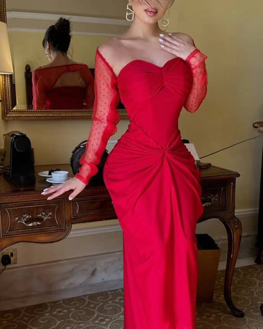

Customized Sexy Fashion Jersey Pleat Ruched Straight Off-the-shoulder Long Dresses Bespoke Occasion Dresses High Quality Classic