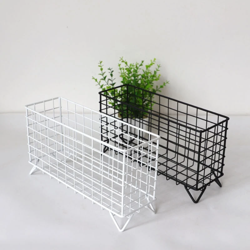 Nordic Style Iron Storage Basket Bread Snack Fruit Basket Household Organizer Holder Bathroom Kitchen Sundries Storage Container