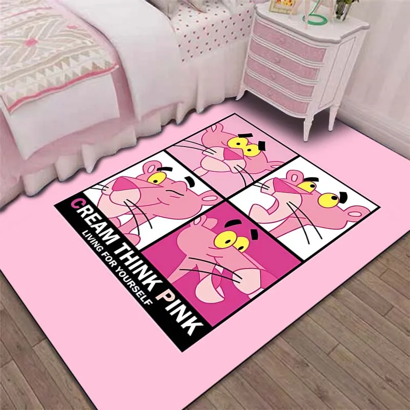 MINISO Pink Panther Printing Carpet for Girls Room Living Room Bedroom Home Decor Area Rug Non-slip Mat Pink Room Decor Sofa Mat