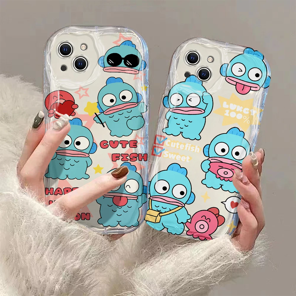 Sanrio Hangyodon 3D Wave Case for IPhone 15 14 13 12 11 Pro Max Mini X XR XSMAX 8 7 6S Plus Soft Silicone Cover