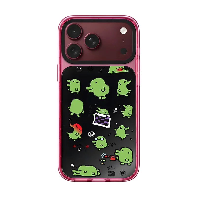 Creative Green Funny Doll Impact Case - Mirror / Glaze Magnetic Cover for IPhone 17 18 Pro Max Case for IPhone 17Pro
