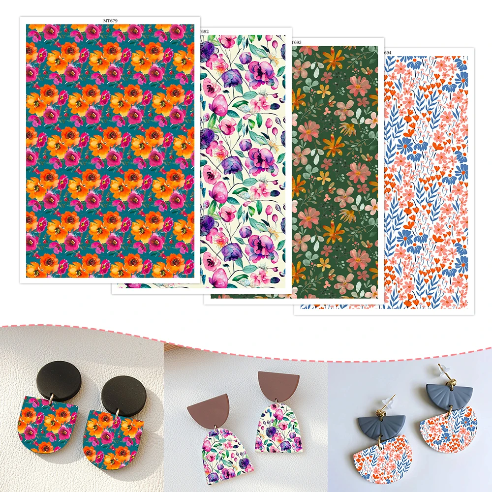 

Soft Ceramic Earrings Water Soluble Disposable Stickers Blossom Leaves Spring Plant Pattern For DIY Jewelry Making Decal 2025