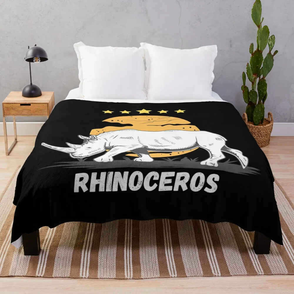 Rhino in the savanna Throw Blanket Decorative Sofa for sofa Blankets