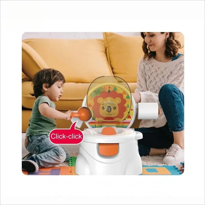 Cartoon plastic comfortable simulation pink toilet baby music encourages potty seat