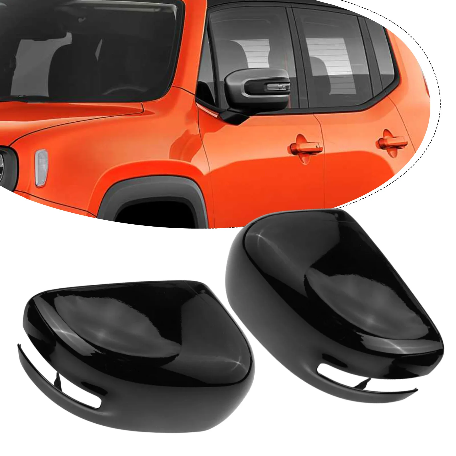 1 Pair Wing Mirror Cover Black Abs New Wing Mirror Cover Replacement For Jeep For Renegade 2015-2022 Car Accessories